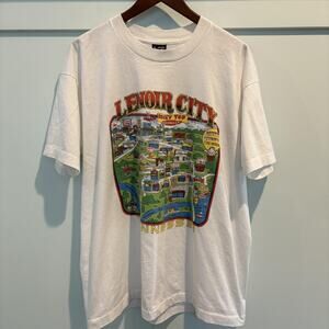 Vintage Lenoir City Tennessee Shirt XL Graphic Map Single Stitch Made USA 90s